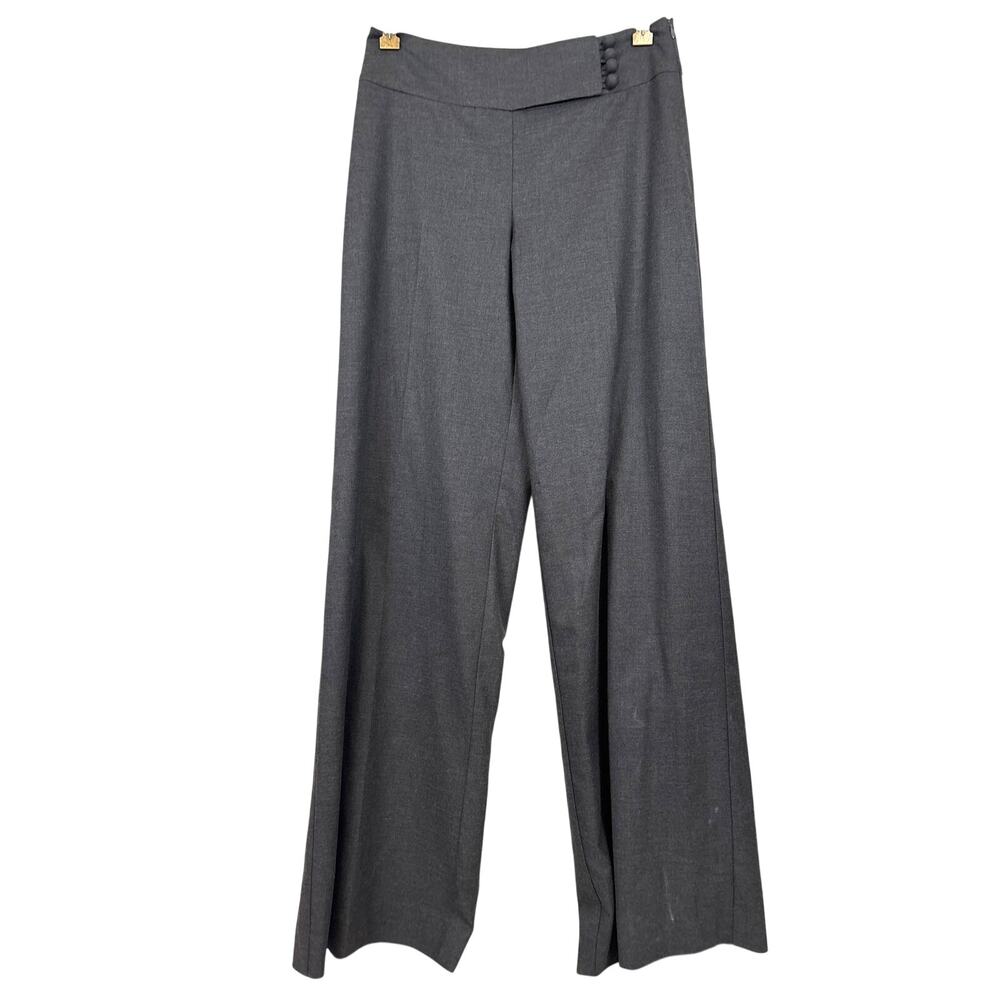 Trina Turk Womens 2 Gray Wide Leg Dress Trouser Pants Designer Workwear Luxe